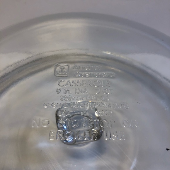 Vintage Anchor Ovenware 2 qt Covered Casserole Baking Bowl Clear Large with Lid - Picture 12 of 12